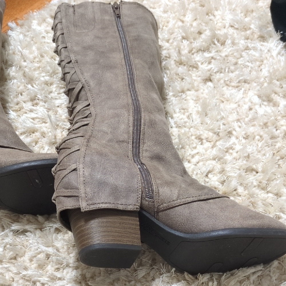 Fergie Taupe Over the Knee Lace-Up Boots - Picture 5 of 5
